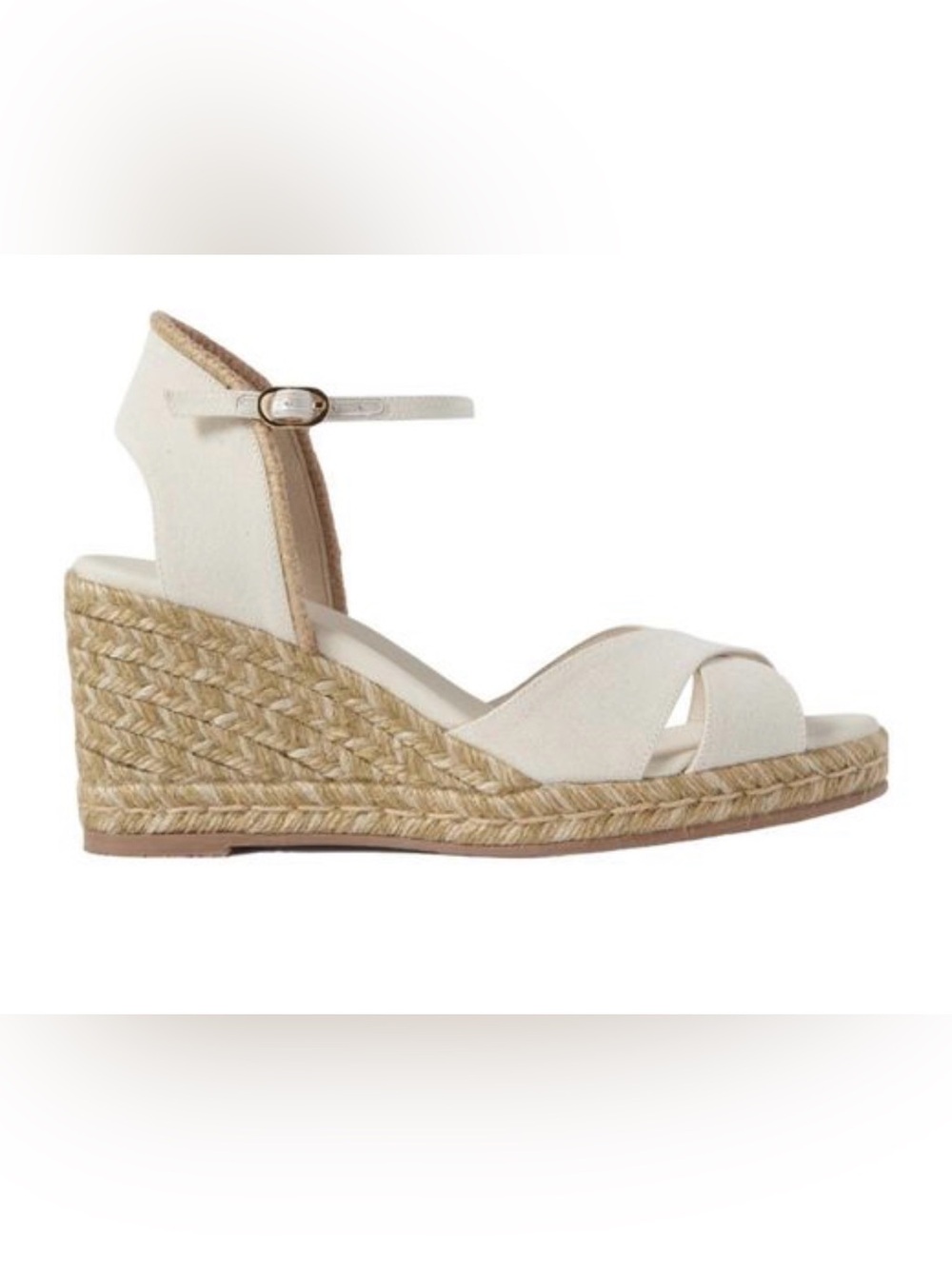 Stuart Weitzman Mirela canvas espadrille wedge sandals